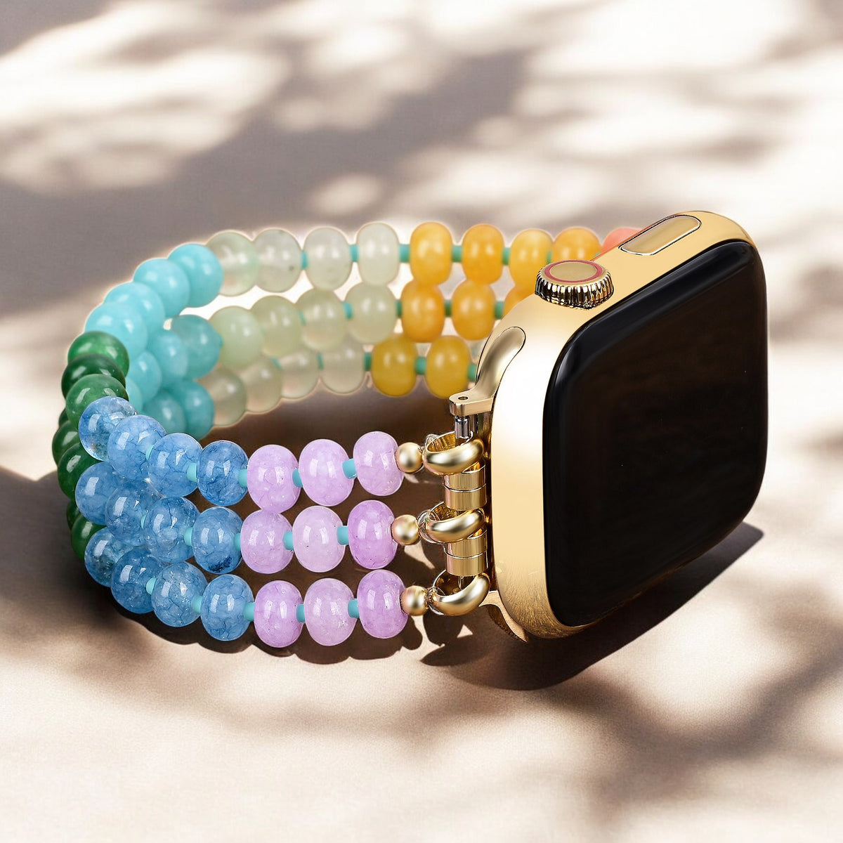 Rainbow Glow Stone Stretch Apple Watch Strap