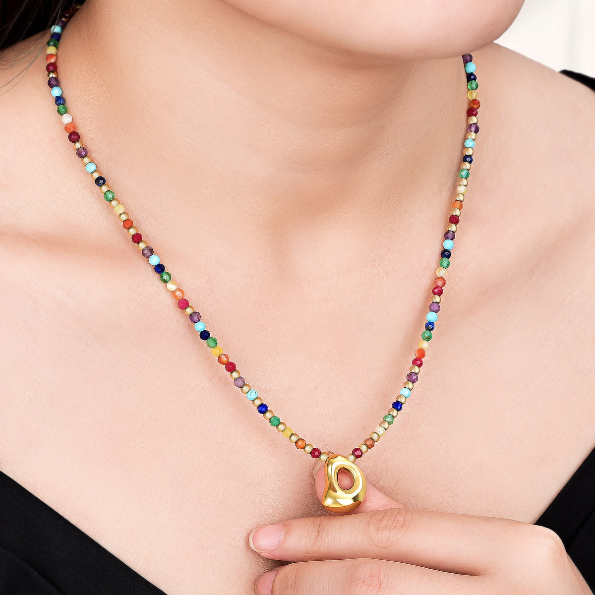 Rainbow Bubble Initial Necklace