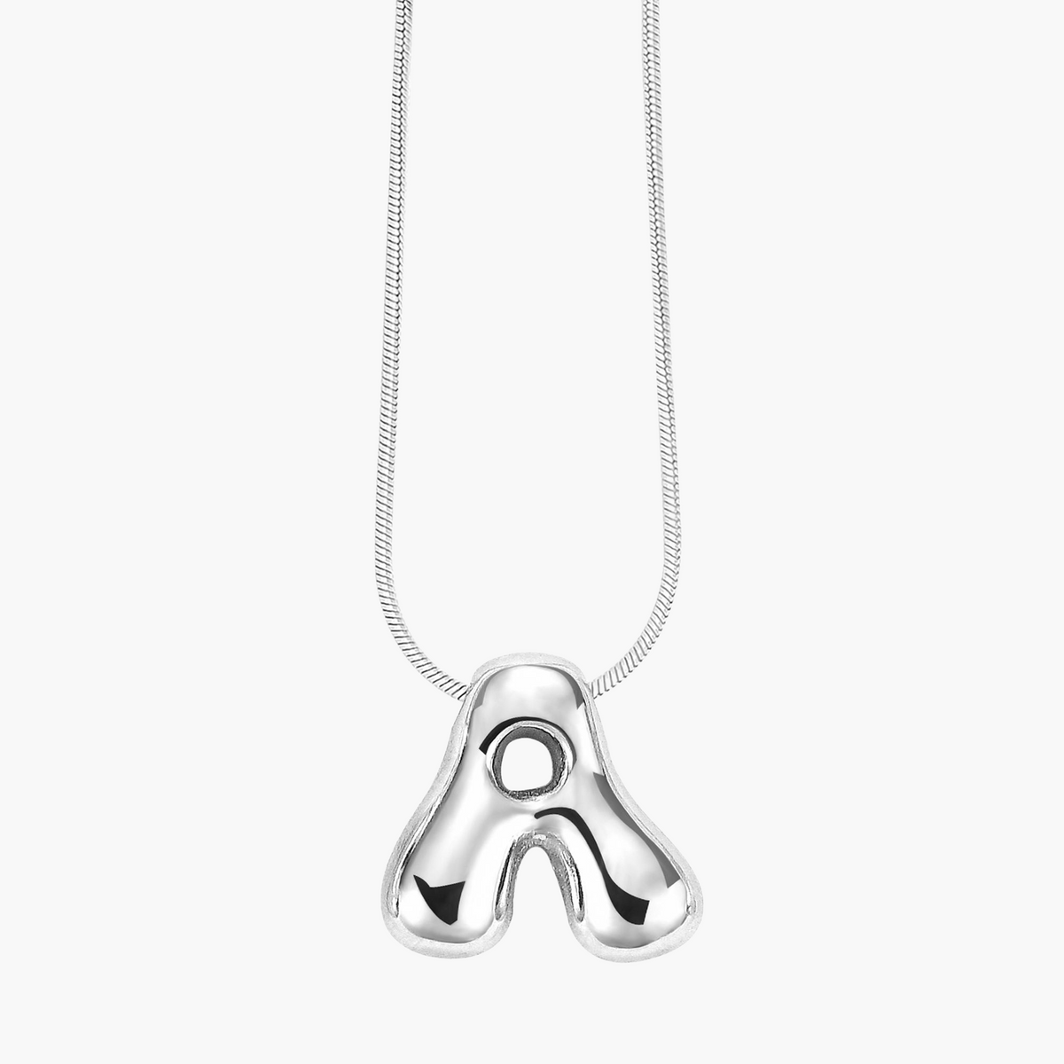 Silver Glow Bubble Letter Initial Necklace